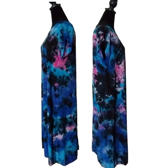 Ladies Medium Scrunch Style Tie Dye Dress Midi Length - Picture 3 of 4